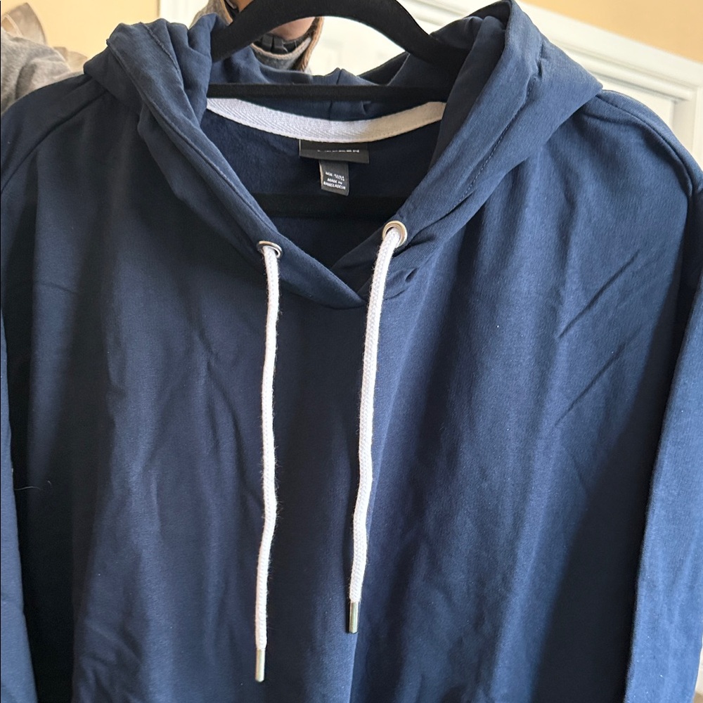 Ulla Popken Navy blue hoodie sweatshirt dress 32/34. 40” long. So cute warm - Picture 2 of 9